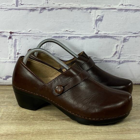 Dansko Solstice Brown Leather Clogs Women's 41 US 10.5-11 Slip On Comfort Shoes - Picture 1 of 8